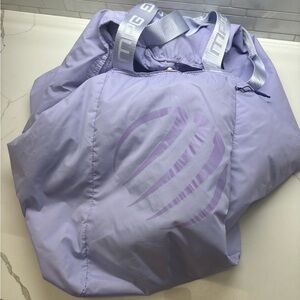 MPG Lavender Tote Bag Workout Bag with Silver Straps NWOT